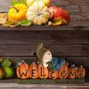 Shellwei Scarecrow Thanksgiving Decor Gift Fall Pumpkin Welcome Figurines Resin Table Decor Fall Tiered Tray Decorations for Halloween Thanksgiving Indoor Outdoor Decorations