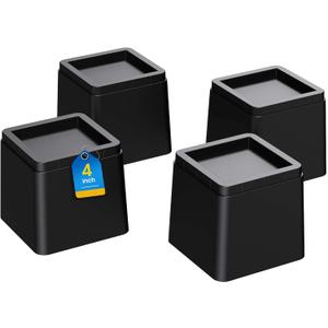 Bed Risers 4 inch, Adjustable Furniture Risers 4-8-12 inch, Bed Raisers for College Dorm Bed Sofa Table Couch Chair Blocks Set of 4 Black