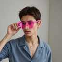 2 x 14 Pairs Pink Heart Sunglasses, Heart Shaped Sunglasses for Women, Candy Color Frameless Love Glasses, Funny Transparent Rimless Glasses for Party