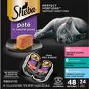 Sheba Perfect Portions Wet Cat Food Pate with Sustainable Salmon, Signature Seafood Entree, and Tender White Fish and Tuna Entree Variety Pack, 2.6 oz. Twin Pack Trays (24 Count, 48 Servings) (EXP 03/31/28)