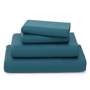 Cosy House Collection Luxury Bamboo Sheets - Blend of Rayon Derived from Bamboo - Cooling & Breathable, Silky Soft, 16-Inch Deep Pockets - 4-Piece Bedding Set - Full, Dark Teal 