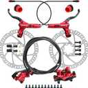 Z00M HB876E 2-PIN 4-Pistons E-Bike Electric Power-Off Hydraulic Brake Set, Pre-Bled with Mineral Oil Brakes Kit for eBike, Mountain Bike, Road Bike (Zoom 160mm-Red)