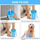 Professional 7 in 1 Dog Paw Cleaner for Dogs & Cats - Includes 1 Portable Paw Washer, 1 Bath Brush, 2 Dog Toothbrushes and 3 Absorbent Towels Note: Fits Paws 1.5 to 2.5 Inches Wide (Medium, Blue)