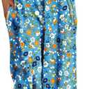 YESNO Women's Summer Boho Cotton Casual Jumpsuits Wide Leg Overalls Floral Print Baggy Rompers with Pockets PZZCR (Blue, XXL)
