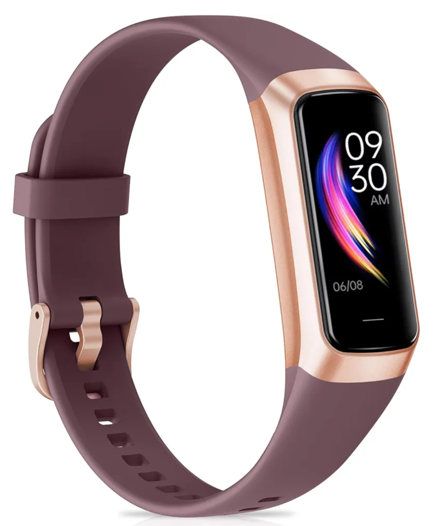 Fitness Tracker with 24/7Heart Rate, Blood Pressure, Sleep Tracking, Calorie, Activity Tracker with 1.1" AMOLED Color Screen, Waterproof Step Tracker for Android iPhones Women Men, Bordeaux