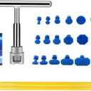 Car Dent Puller Kit Dent Remover with T bar Adhesive Strips Pulling Small Dents Auto Paintless Dents Repair Kit(Color:Silver)