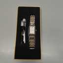 Gold Watches for Women with Vintage Rectangular Case, White Roman Dial, Stainless Steel Band, Adjustment Tool Included, Water Resistant