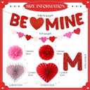 Fulmoon 13 Pcs Valentine Paper Kit Party Decorations, Valentine's Day Decorations Paper Flowers Hanging Fan Heart Craft Kit with Be Mine Banner, for Anniversary, Wedding, Engagement Party