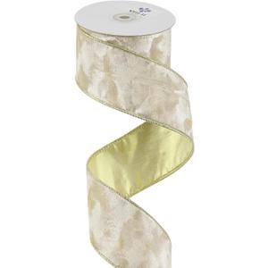 MEEDEE Ivory Velvet Ribbon with Gold Back 2.5 inch 10 Yards Double Sided Christmas Wired Ribbon for Christmas Tree Decoration, Baskets, Wreaths, Holiday Projects, Wedding Decor and Accents