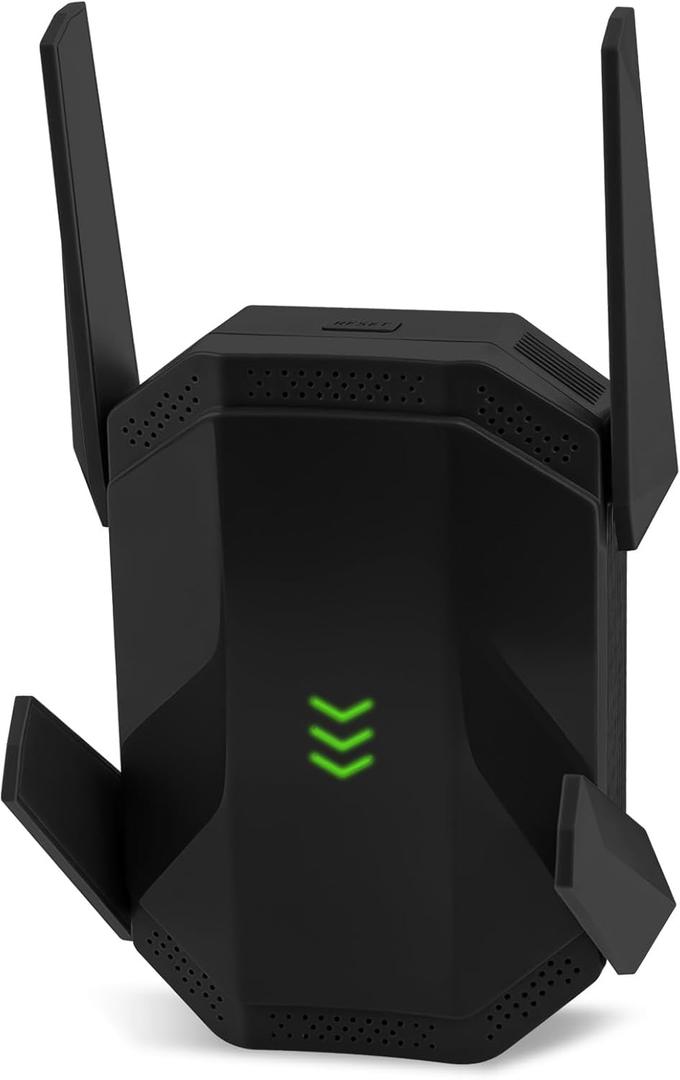 AX3000 WiFi 6 Extender, Dual Band WiFi Extender Signal Booster, Internet Booster with Gigabit Ethernet Port, Covers Up to 12,000sq.ft and 99 Devices, Faster Speed and Easy Setup, Black