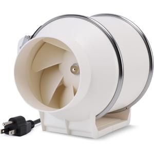 4 Inch Inline Duct Fan, 50W Ventilation Exhaust Blower Fans with 280 CFM High Efficiency Airflow for Ducting Vents Bathroom, Kitchen, Grow Tent and Hydroponics