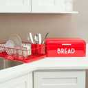 Home Basics Grove Bread Box For Kitchen Counter Dry Food Storage Container, Bread Bin, Store Bread Loaf, Dinner Rolls, Pastries, Baked Goods & More, Retro Vintage Design, Red