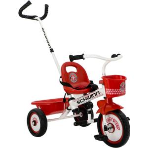 Schwinn Easy Steer Bike for Toddler, Kids Tricycle with Removable Push handle, Steel Trike Frame, Boys and Girls Ages 2-4 Year Old, Red/White, 8"