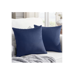 Homelike Moment Throw Pillow Covers Pack of 2, 20x20 Decorative Couch Pillow Cover Square Blue Velvet Pillow Cases with Invisible Zipper Soft Solid Farmhouse Cushion Cases for Sofa Bed Living Room