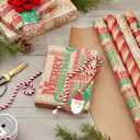 Hallmark Christmas Wrapping Paper Bundle with Cut Lines on Reverse, Kraft (Pack of 4, 88 sq. ft. ttl) Red Trucks, Snowflakes, Stripes, Merry Christmas (5JXW1038), 4 roll