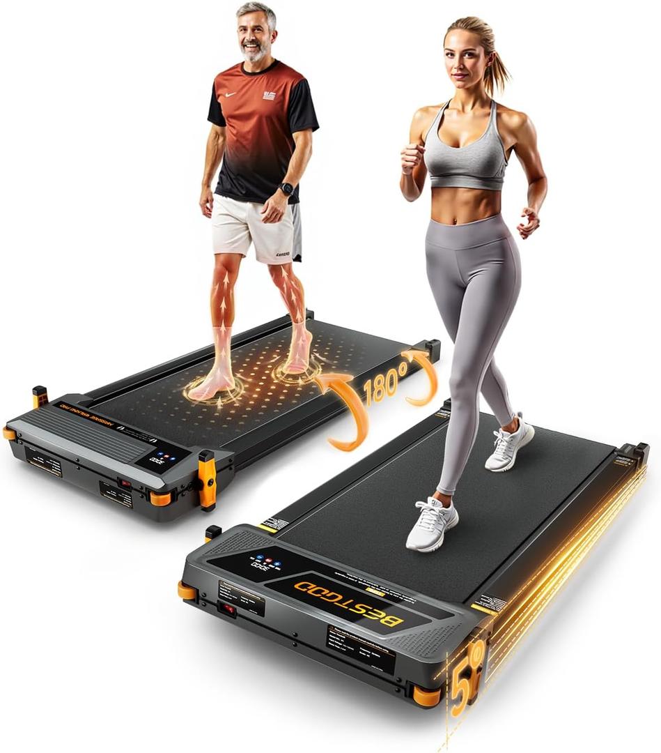 Walking Pad Treadmill, BestGod Incline Under Desk Treadmill 330lbs Capacity, 2.5HP Portable Treadmills for Home, Compact Treadmills Mini Walking Pad, Running Machine with Remote Control