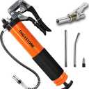 Thorstone 7000PSI Heavy Duty Pistol Grip Grease Gun Kit | 14oz Load Capacity | 18" Spring Flex Hose | 1 Lock Coupler | 1 Reinforced Coupler | 1 Sharp Type Nozzle | 2 Extension Rigid Pipe