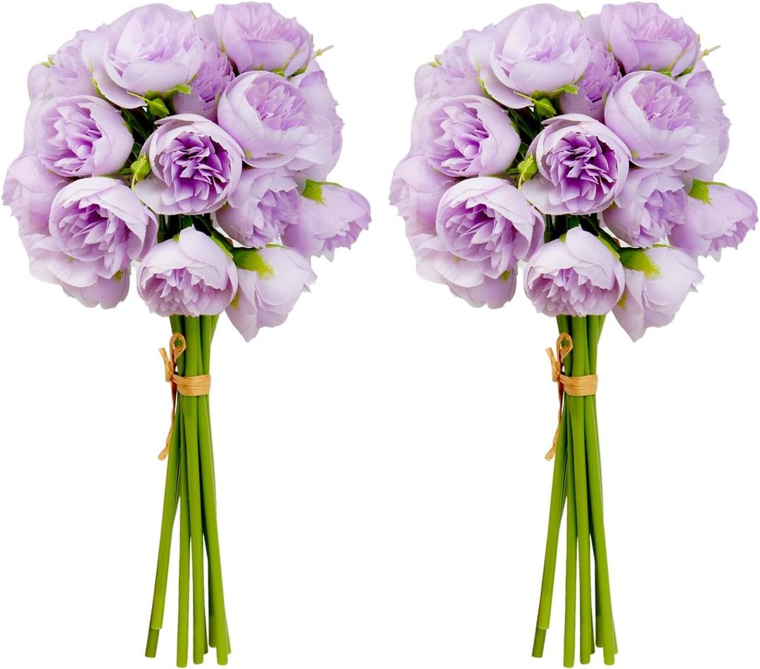 9 Bunches 27 Pcs Light Purple Ranunculus Artificial Flowers, Faux Silk Mini Wedding Filler Flowers, DIY Flower Bouquet for Centerpieces, Bridal Shower Decorations,Arrangements,Home Decor(Light Purple)