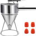 40oz Pancake Batter Dispenser, Stainless Steel Funnel Cake Dispenser with Stand Heavy Duty Baking Tool for Cupcake Waffles Cakes, Caliber: 0.31"/0.47"/0.55"/0.67"
