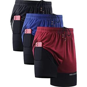 NELEUS Men's 2 in 1 Running Shorts with Liner,Dry Fit Workout Shorts with Pockets 2XL, 
