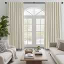 Blackout Curtains 45 Inch Long for Living Room Bedroom 2 Panels Set, Oatmeal Drapes Thermal Insulating Room Darkening Noise Reducing Short Linen Black Out Curtain with Back Tab Rod Pocket