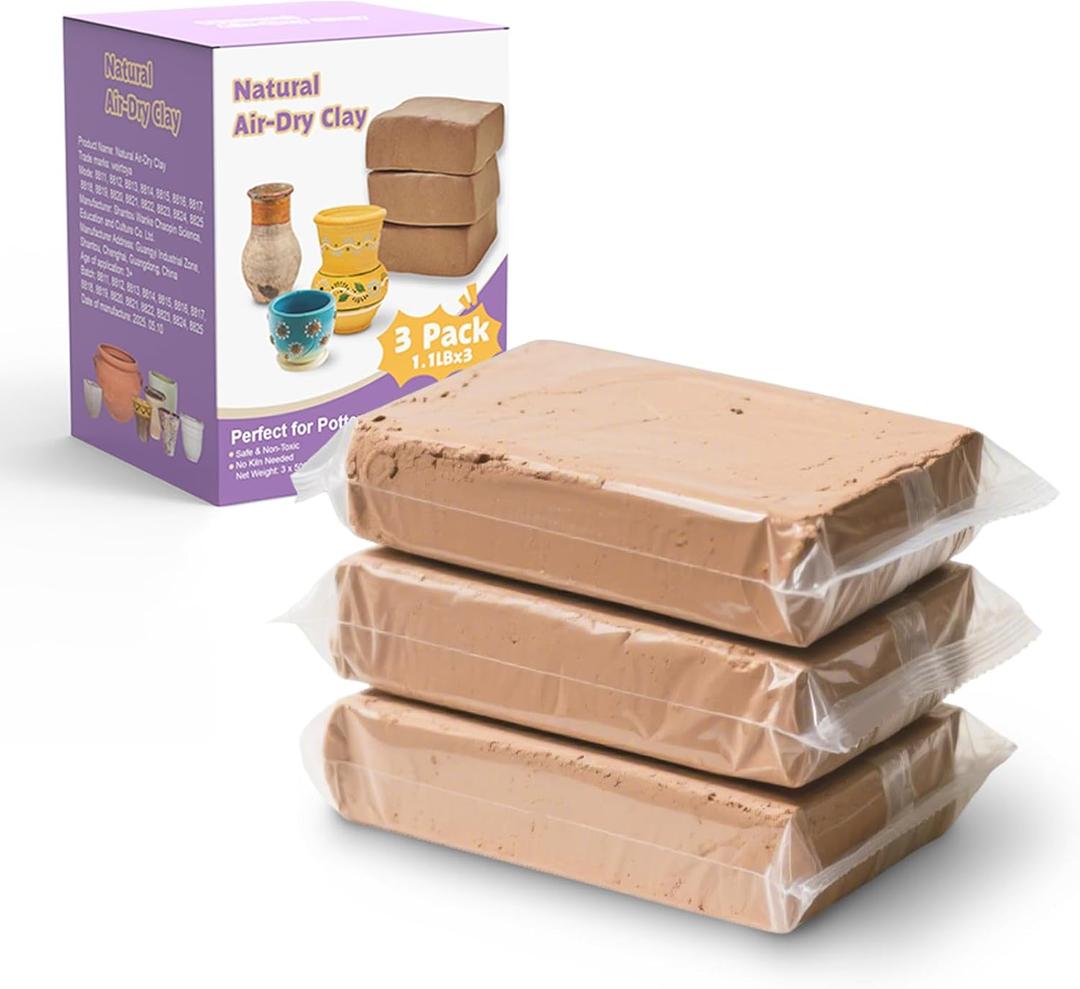 Air Dry Clay for Kids - Natural Modeling Pottery Clay for Wheel, 3.3lbs Kids Arts & Crafts Supplies