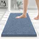 Smiry Luxury Chenille Bathroom Rugs 24x16, Extra Soft and Absorbent Shaggy Bath Mat, Machine Washable, Non-Slip Plush Carpet Runner for Tub, Shower, and Floor, Home Decor Accessories, Grayish Blue