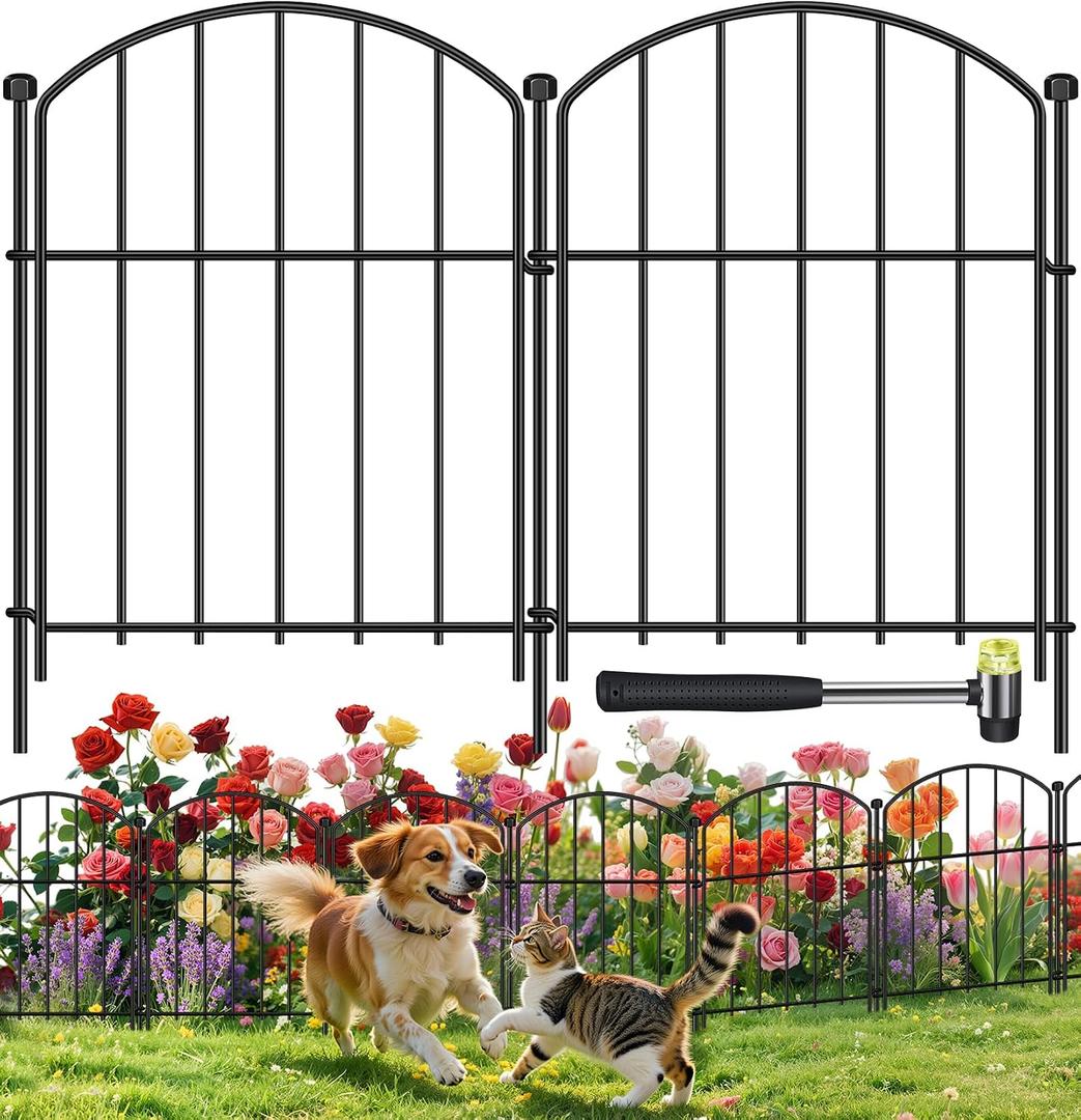 25 Pack Decorative Garden Fence Animal Barrier Fence, 17 in x 13 ft Rustproof Metal No Dig Fence Panels, Arched Small Garden Fence Barrier for Dog Rabbit Flower Bed Edging Yard Ground Patio Defense