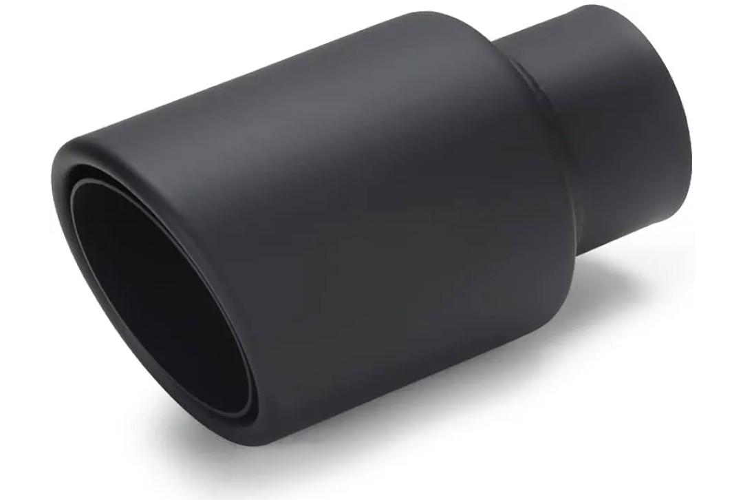 LCGP 2.25" inlet Universal Diesel Exhaust Tip 3.5" Outlet 6.25" Long Tail Tip, Black & Double Wall Angle Cut, Stainless Steel