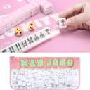 Mahjong Bag -Clear Waterproof Mahjong Tiles Bag with Shoulder Strap Zippered & Letters, Case Only (Pink)