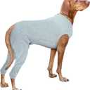 Nanaki Dog Wound Care Shirt, Dog Leg Sleeve To Stop Licking Rear Leg And Abdomen, Doggy Surgery Suit Female Spay,Doggy Onesie For Surgery Female Male, Pet Surgical Recovery Suit Pet Wound Heal Clothes (2XL(Back:22.4", Weight:37-72Ib), Gray)