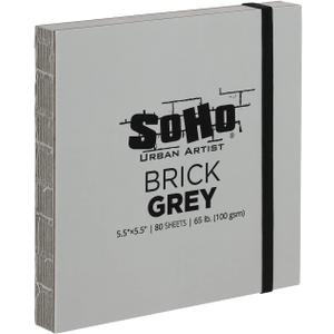 SoHo Urban Artist Brick Sketchbook Journals for Sketching, Drawing, Colored Pencils, Graphite, and More - Grey 5.5"x5.5" (100 GSM, 80 Sheets)