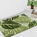 Sage Green Plant Non Slip Bathroom Rugs Cute Monstera Leaf Absorbent Bath Mat Funny Botanical Floor Bathmat Washable Large Bath Matt Bathroom Decor-20''x32''