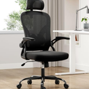 Synoroa Ergonomic Office Chair, Home Office Desk Chair with Headrest, High Back Computer Chair with Armrests and Adjustable Lumbar Support for Home Office Study Room, Black & Dark Black