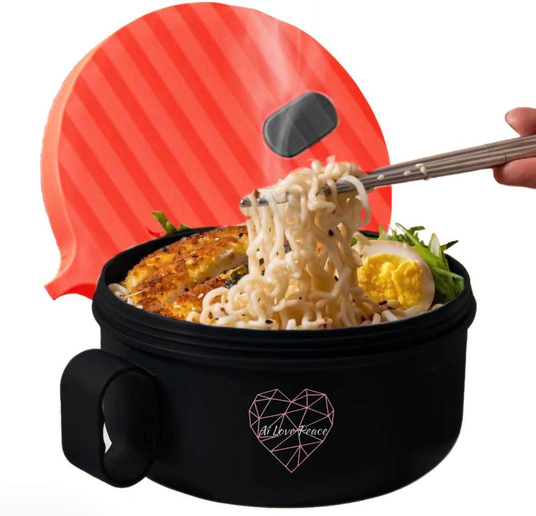 Ai Love Peace Ramen Bowl, Ramen Cooker, Microwave Ramen Bowl, Large Noodle Bowl 40 oz,Microwave Bowl with Lid, Portable Noodle Bowls, Ramen Bowl Microwavable for Home Office Dorm Room College gift