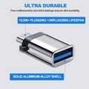 2 x USB C to A Adapter, NexiGo Thunderbolt 3 to USB 3.0 Adapter for MacBook Pro 2021/2020/2019/2018, MacBook Air 2020, iPad Pro 2020, Dell XPS, Samsung Galaxy Note, and More Type C Devices (5Gbps, Silver)