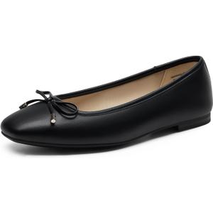 DREAM PAIRS Women's Flats Square Toe Ballet Flats Comfortable Casual Ballerina Flat Dress Shoes with Bow Suitable for Dressy Business Casual Work Office (8.5, Black)