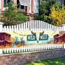 Wild West Banner 118x20 Inch Western Cowboy Backdrop with Bull Skull Sign Cartoon Town Design for Country Party Decorations Bar Saloon Ranch Wall Decor for Outdoor Event (Desert Tones)