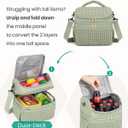 Lunch Box for Women, 12L Insulated Dual Deck & Detachable Divider | 10-Hour Insulation, Spacious Pastel Quilted Puffer Lunch Bag, Dry/Wet Layers, Work School Trip Picnic, 6 Pockets, Lightweight, Green