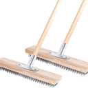 Steel Brooms, 2PCS 11.8" Wire Broom Brush with Robust Metal Holder, Wire Broom Head with Socket for Wooden Handle, Metal Broom Garden Broom for Household Kitchen Catering Commercial-Silver