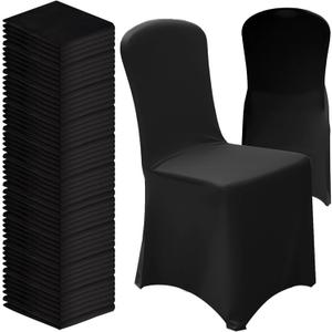 Vencede 50pcs Black Stretch Spandex Chair Cover, Chair Covers for Wedding, Universal Fitted Chair Cover Protector for Party, Banquet, Event, HotelBlack