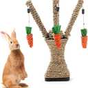 Hamiledyi Pet Rabbit Toy Tree Bunny Fun Chew Toy Rattan Grass Scratcher Climbing Tree Play Carrot Toy for Small Animal