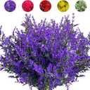 Artificial Lavender Flowers10 Bundles UV Resistant Plastic Shrubs for Indoor/Outdoor Hanging Flowerpot and Windows Decorations Garden DecorPurple