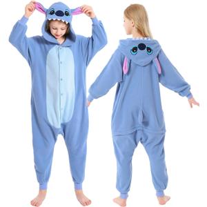CANASOUR Polyster Unisex Child Halloween Costumes Animal Cosplay Costume Chirstmas Anime One-Piece Pajamas for 6-8 Years Girls Boys (6-8 Years, Blue)