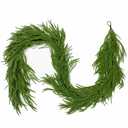 Senjie Christmas Garland Norfolk Pine Garland Real Touch Artificial Greenery Garland for Mantle Fireplace Table Indoor Outdoor Holiday Decortions 6FT 2PCS