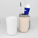 2 x Travel Toothbrush Holder,Portable Toothbrush Holders for Couples,Multifuction Toothbrushes Toothpaste Set for Traveling, Camping, Business Trip and School (1, Pink/White)