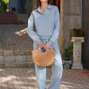KFUBUO Fall Outfits for Women 2025 2 Piece Lounge Sets Long Sleeve Sweatshirt and Wide Leg Pants Tracksuits Casual Sweatsuit