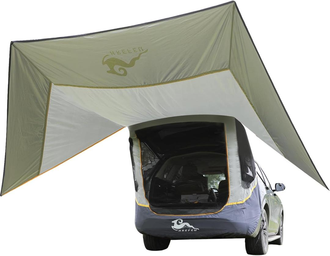 SUV Tent Car Awning, UPF 50++ with Portable Waterproof Storage Bag, Tear-Resistant, Large Space, Good Vision, Smooth Ventilation, Suitable for Outdoor Beach Camping Auto Canopy Shade (Army Blue)