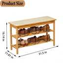latifolia Shoe Rack Bench, 3-Tier Bamboo Shoe Bench with Breathable Rattan Seat Cushion, Shoe Storage Rack for Entryway(Nautre,31.50''L)