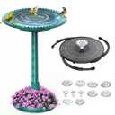 AISITIN 28 Inch Bird Bath with 3.5W Solar Fountain for Outside, Polyresin Pedestal Bird Baths for Outdoor Garden Courtyard Decoration, Weather-Resistant Birdbaths with 20" Bowl & 8 Nozzles, Green